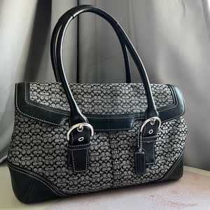 Coach Jaquard Mini Tote Black Shoulder Bag